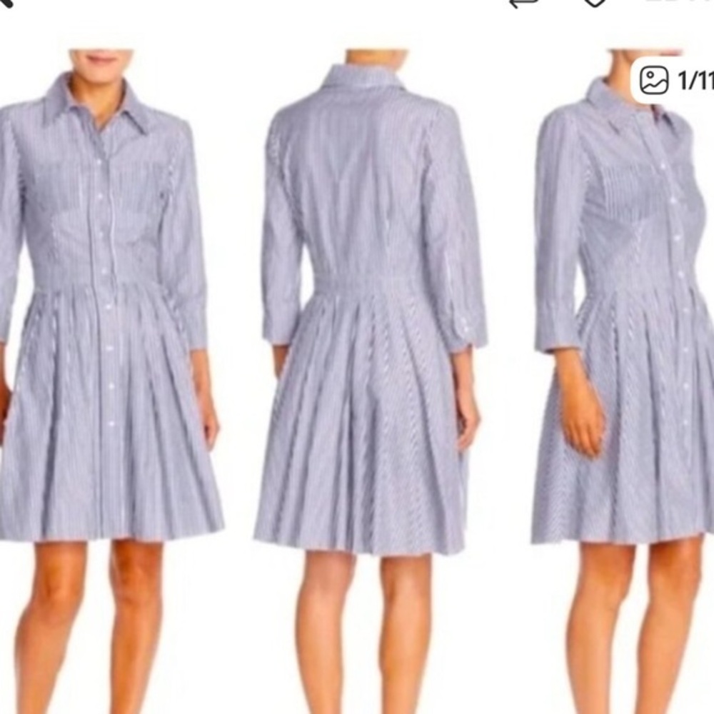 Eliza J Navy and white Striped Fit and Flare Dress Size 4